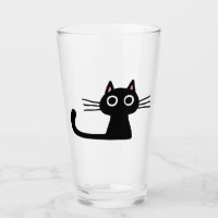 Quirky Black Kitty Cat | Fun Feline Beverage Glass