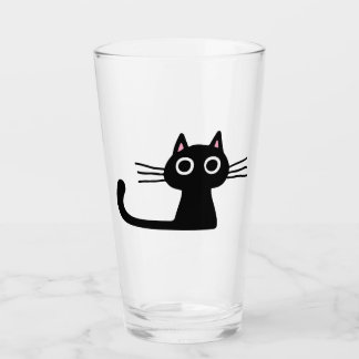 Quirky Black Kitty Cat | Fun Feline Beverage Glass