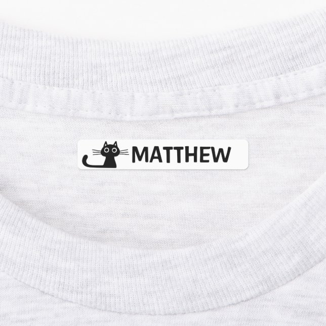 Quirky Black Kitty Cat Personalised Name (Affixed)