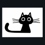 Quirky Black Kitty Cat | Whimsical Black and White Poster<br><div class="desc">Quirky black kitty cat with big wide eyes, long whiskers and long tail. Add some whimsy to a boring blank wall with this whimsical animal art. Fun for a kid's room or any space that can use a fun black and white art print. Visit Jenn's Doodle World for more original...</div>