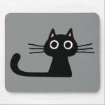 Quirky Black Kitty Cat with Long Whiskers Mouse Mat<br><div class="desc">Refresh your work space with a new mousepad and this funny cat design. Whimsical black cat with big wide eyes and long tail. Makes a purr-fect gift for cat lovers! Check out Jenn’s Doodle World for even more pet lover's art and cool gifts featuring this quirky black kitty.</div>