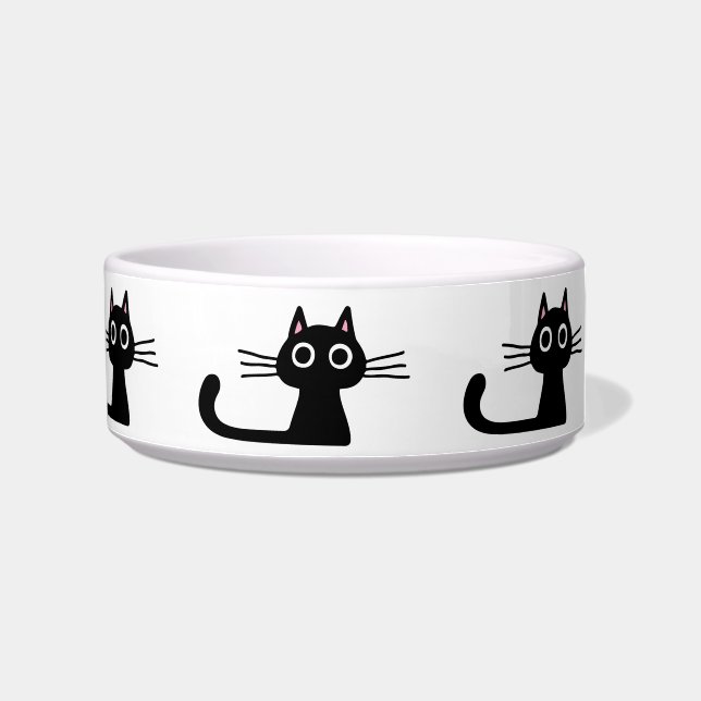 Quirky Black Kitty Cats | Fun Feline Pet Dish (Right)