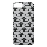 Quirky Black Kitty Cats Pattern Fun Feline Lover's