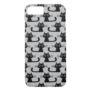 Quirky Black Kitty Cats Pattern Fun Feline Lover's iPhone 8/7 Case