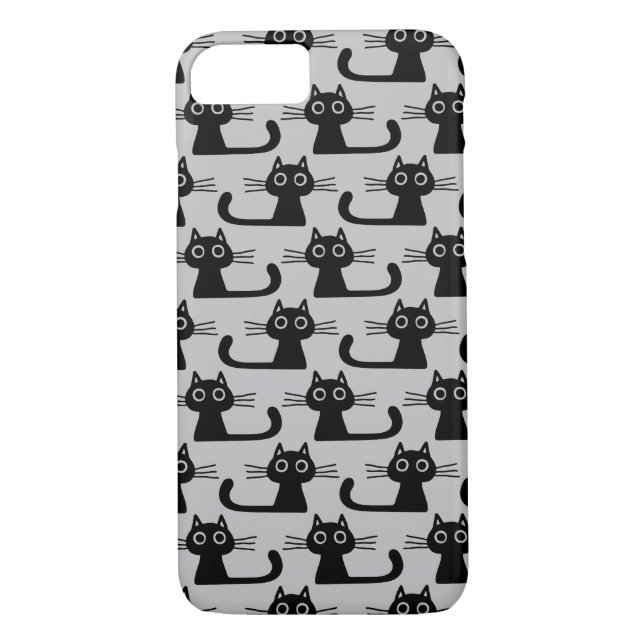 Quirky Black Kitty Cats Pattern Fun Feline Lover's Case-Mate iPhone Case (Back)