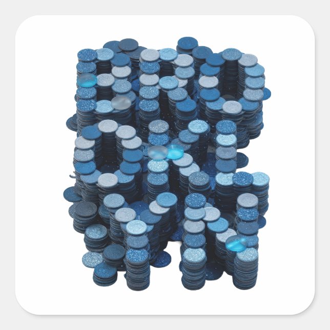 Quirky Blue Abstract Decal Art Square Sticker (Front)