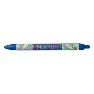 Quirky Blue Green Paperclips Personalised Blue Ink Pen