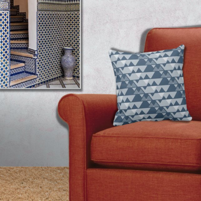 Quirky Blue Triangle Jagged Pattern - Throw Pillow (Creator Uploaded)