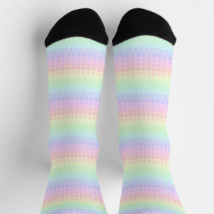 Quirky Boho Kawaii Cute Funky Pastel Rainbow Plaid Socks