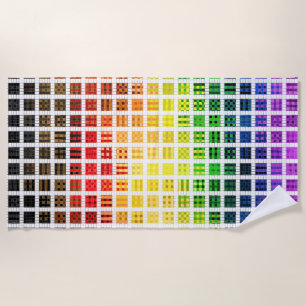 Quirky Boho Plaid Colourful Gay Rainbow Pride Flag Beach Towel