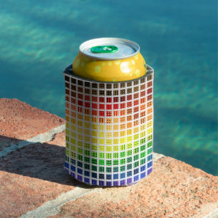 Quirky Boho Plaid Colourful Gay Rainbow Pride Flag Can Cooler