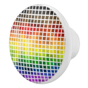 Quirky Boho Plaid Colourful Gay Rainbow Pride Flag Ceramic Knob