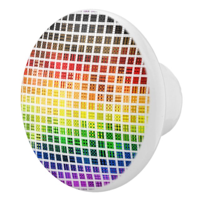 Quirky Boho Plaid Colourful Gay Rainbow Pride Flag Ceramic Knob (Right)