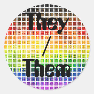 Quirky Boho Plaid Colourful Gay Rainbow Pride Flag Classic Round Sticker