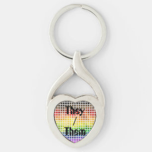 Quirky Boho Plaid Colourful Gay Rainbow Pride Flag Key Ring