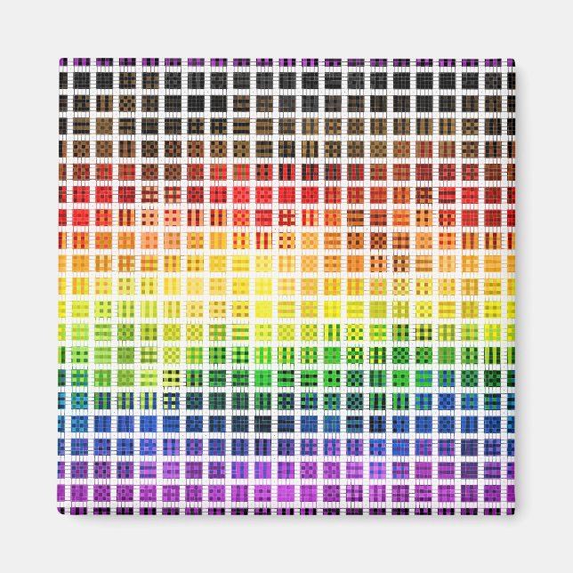 Quirky Boho Plaid Colourful Gay Rainbow Pride Flag Magnet (Front)