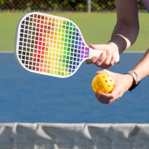 Quirky Boho Plaid Colourful Gay Rainbow Pride Flag Pickleball Paddle
