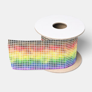 Quirky Boho Plaid Colourful Gay Rainbow Pride Flag Satin Ribbon