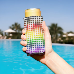 Quirky Boho Plaid Colourful Gay Rainbow Pride Flag Seltzer Can Cooler