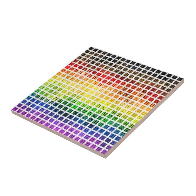 Quirky Boho Plaid Colourful Gay Rainbow Pride Flag Tile (Side)