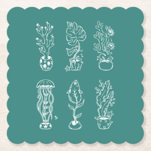 Quirky botanical paper coaster