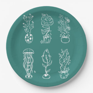 Quirky botanical paper plate
