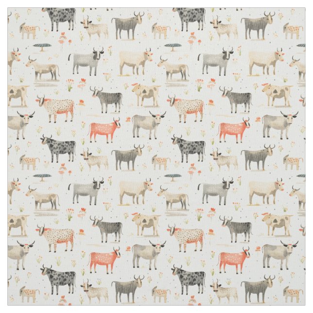 Quirky Bovine: Whimsy Cow Fabric (Swatch)