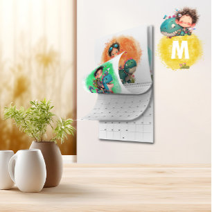 Quirky Boy & Dinosaur Cartoon Calendar