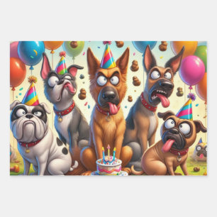 Quirky Canine Birthday Celebration Wrapping Paper Sheet