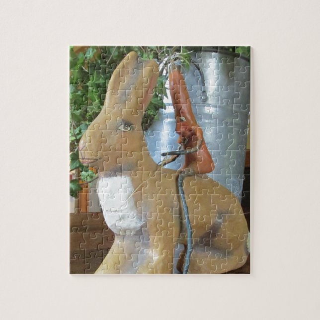 Quirky Carrot Riding a Rabbit Jigsaw Puzzle (Vertical)