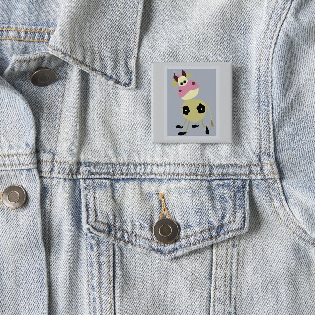 Quirky Cartoon Cow Fun Farm Animal  15 Cm Square Badge (Creator Uploaded)