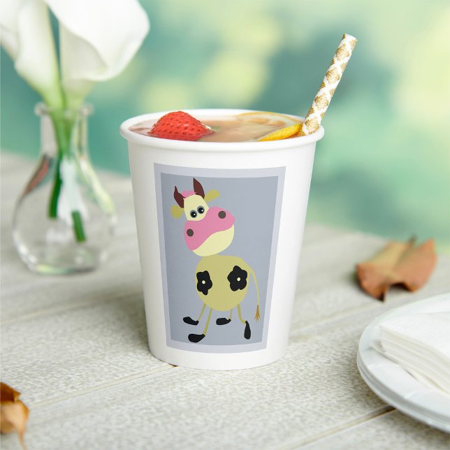 Quirky Cartoon Cow Fun Farm Animal  Paper Cups (Creator Uploaded)