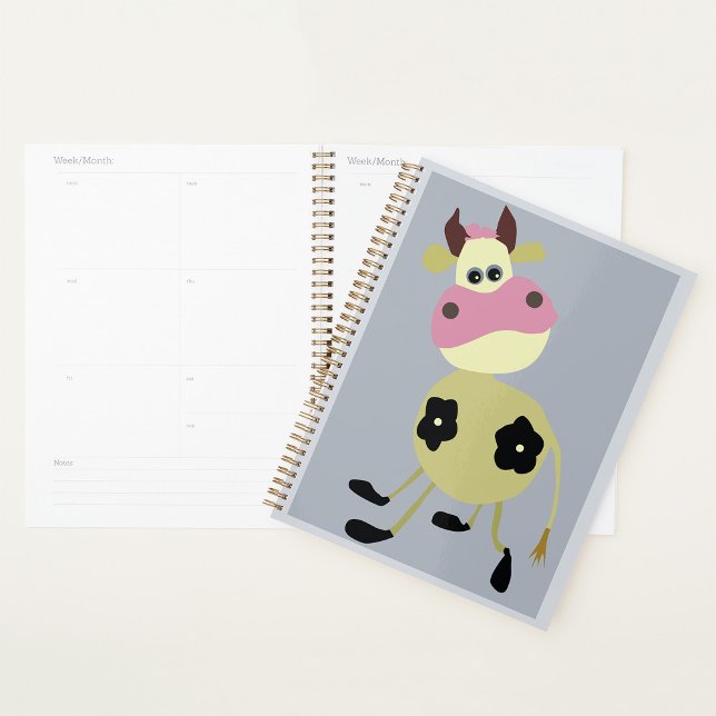Quirky Cartoon Cow Fun Farm Animal  Planner (Creator Uploaded)