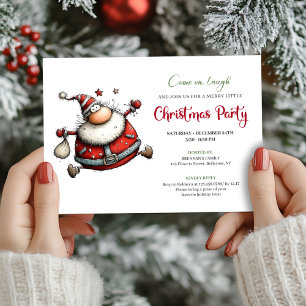 Quirky cartoon Santa Christmas party invitation