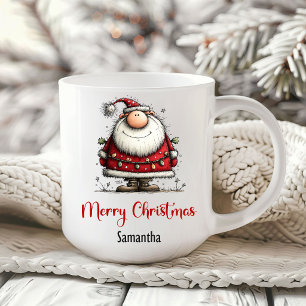Quirky Cartoon Santa Humor Festive Coffee Mug