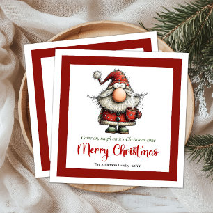 Quirky Cartoon Santa Humour Festive Party Napkins