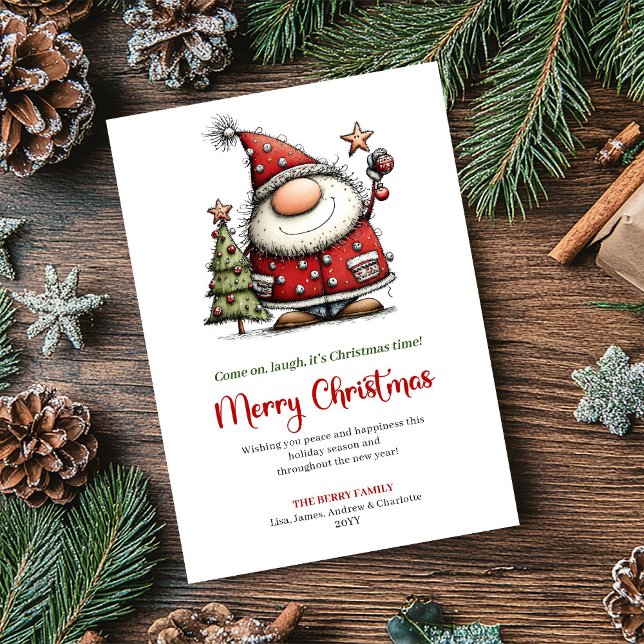 Quirky Cartoon Santa Playful Holiday Greeting Card (Quirky Cartoon Santa Playful Holiday Greeting Card)