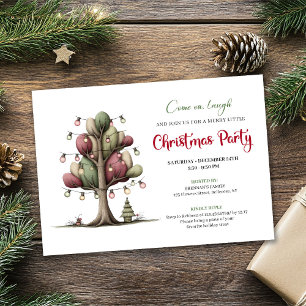 Quirky cartoon tree Christmas party invitation