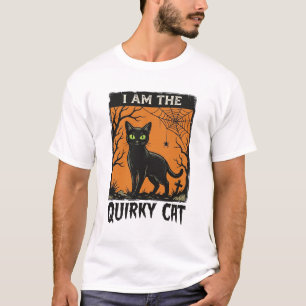 Quirky Cat Halloween Vintage Engraving T-Shirt Des
