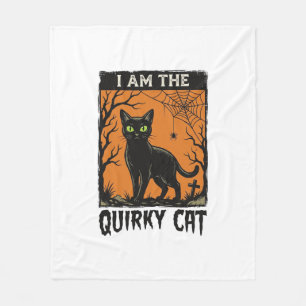Quirky Cat Halloween Vintage Engraving T-Shirt Des Fleece Blanket