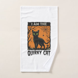 Quirky Cat Halloween Vintage Engraving T-Shirt Des Hand Towel