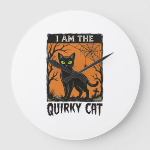 Quirky Cat Halloween Vintage Engraving T-Shirt Des Large Clock