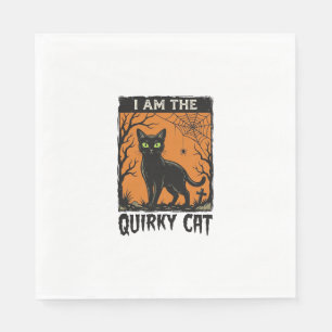 Quirky Cat Halloween Vintage Engraving T-Shirt Des Napkin
