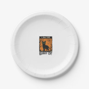 Quirky Cat Halloween Vintage Engraving T-Shirt Des Paper Plate
