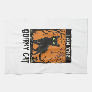 Quirky Cat Halloween Vintage Engraving T-Shirt Des Tea Towel
