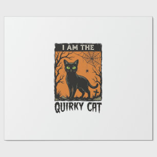 Quirky Cat Halloween Vintage Engraving T-Shirt Des Wrapping Paper