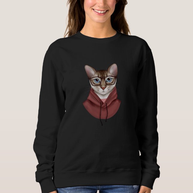 Quirky Cat in Glasses Custom Cosy Sweatshirt (Front)
