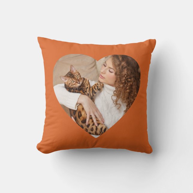 Quirky Cat Pattern Heart-Shaped Pet Photo  Cushion (Front)