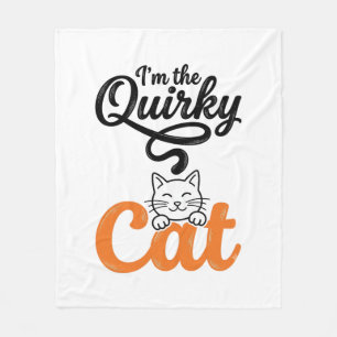 Quirky Cat Vintage Engraving Cat Lover Design_1 Fleece Blanket