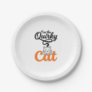 Quirky Cat Vintage Engraving Cat Lover Design_1 Paper Plate